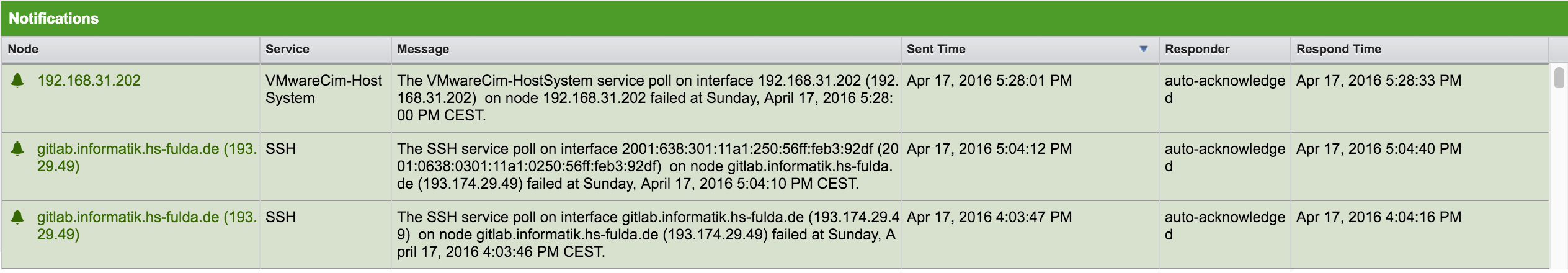 Meridian UI displaying a notifications component with three notifications.